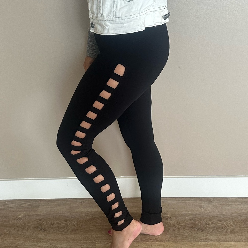 Express Black Ladder Side Cut Out Leggings